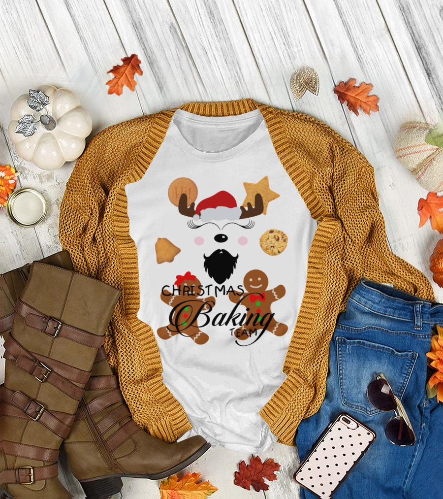 Christmas Baking Team Reindeer Santa Cookies Gingerbread T-Shirt
