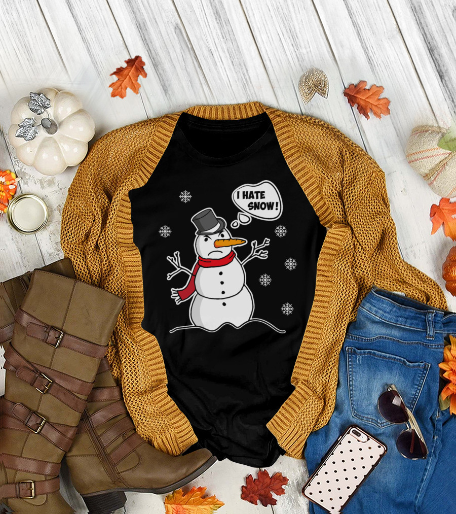 I Hate Snow Angry Snowman Winter T-Shirt