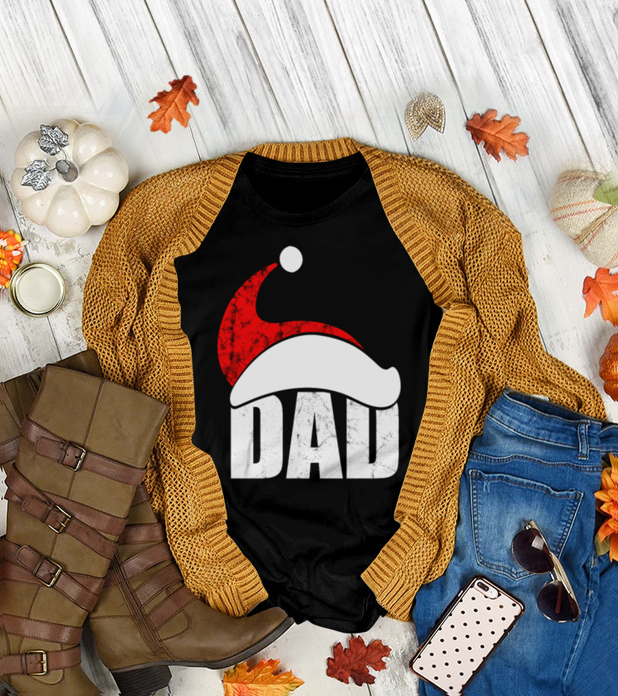 Dad Christmas Santa Hat Holiday Family T-Shirt