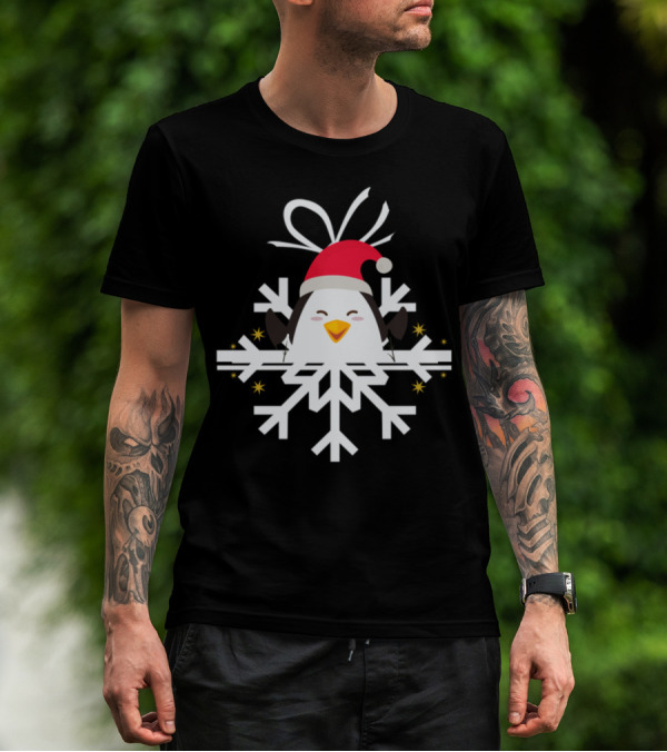 First Snowflake Penguin Santa Hat Winter Holiday T-Shirt