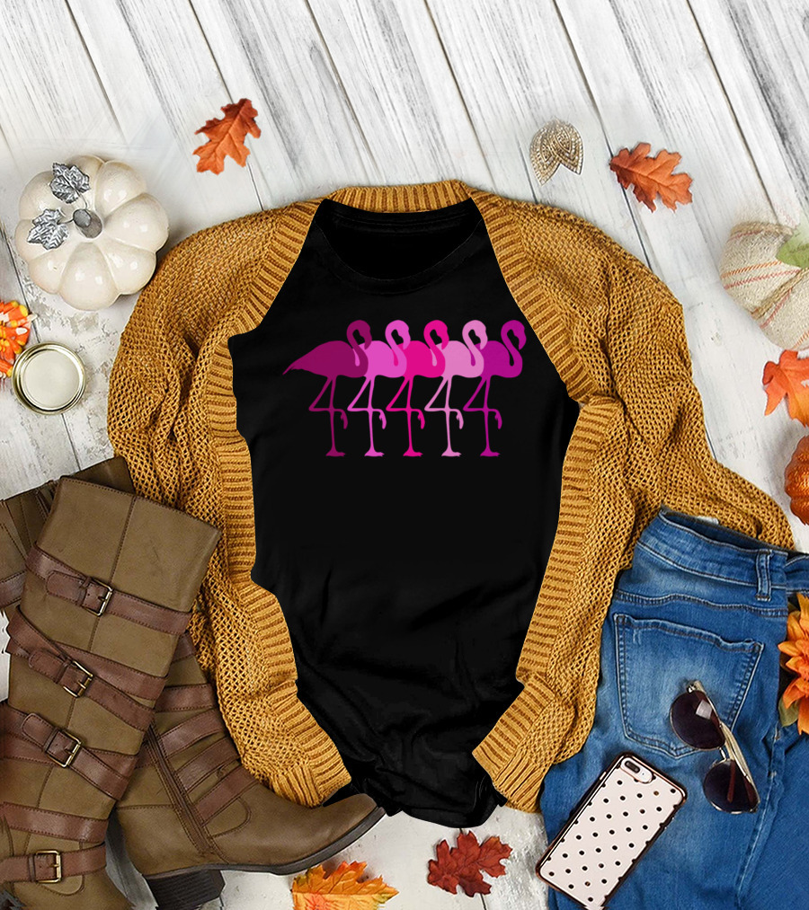 Flamingo Flamingos 4444 Pink Colorful Walk T-Shirt