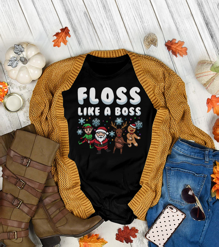 FLOSS LIKE A BOSS SANTA FLOSS ELF REINDEER GINGERBREAD DANCE T-Shirt