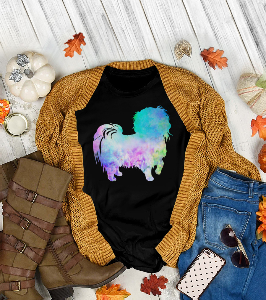 Fractals Rainbows Nerd Dog Colorful Psychedelic Pomeranian T-Shirt