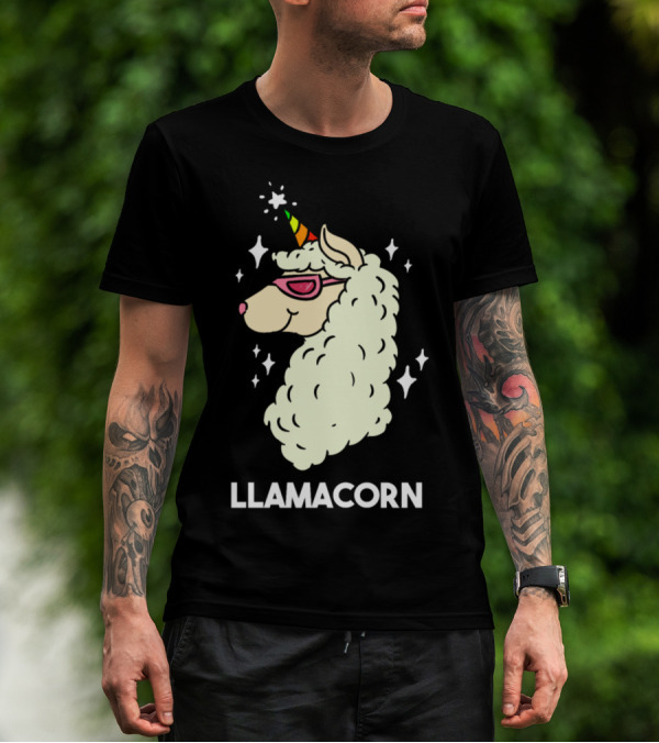 Funny Llamacorn Unicorn Alpaca Lama With Rainbow Horn And Sunglasses T-Shirt