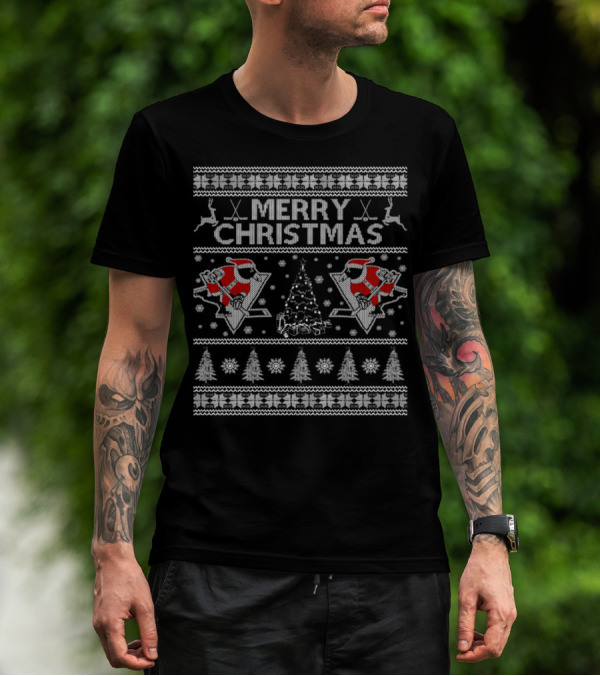 Merry Christmas Pittsburgh Penguins Ugly Sweater Hockey Fans T-Shirt