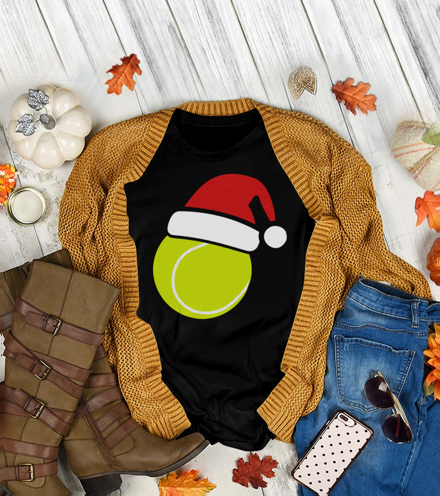 Christmas Tennis Ball Santa Hat T-Shirt