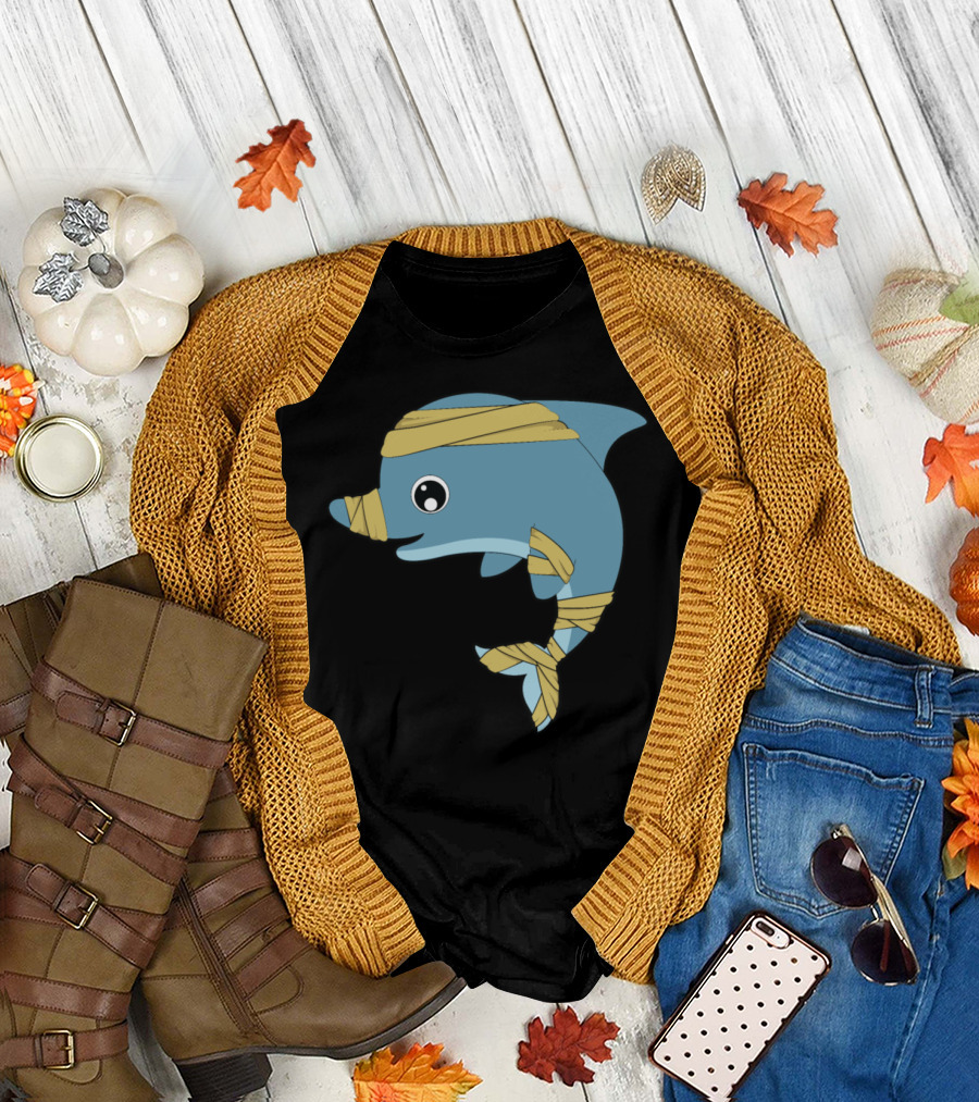 Dolphin Cute Animals Bandaged Cartoon T-Shirt