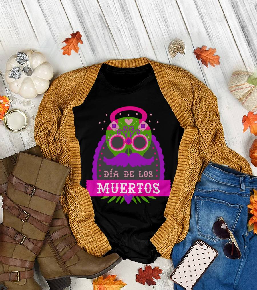 Día De Los Muertos Purple Calavera Mexican Sugar Skull T-Shirt