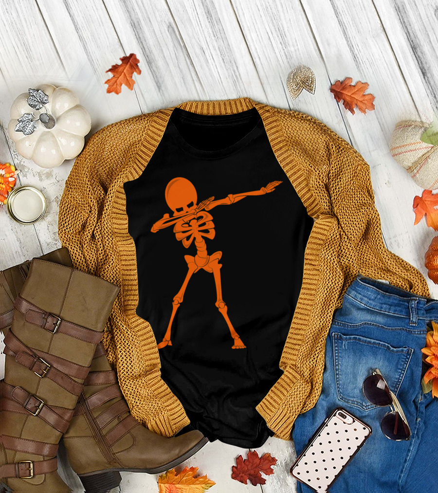 Halloween Skeleton Dab Funny Dancing Skeleton T-Shirt