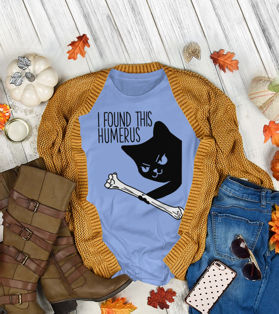 I Found This Humerus Cute Funny Black Cat Puns T-Shirt