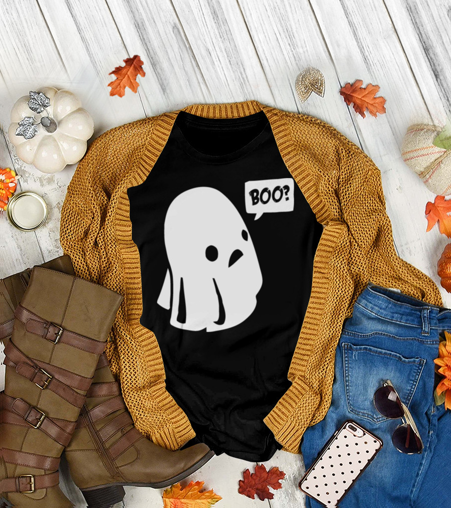 Boo Ghost Halloween Question Mark T-Shirt
