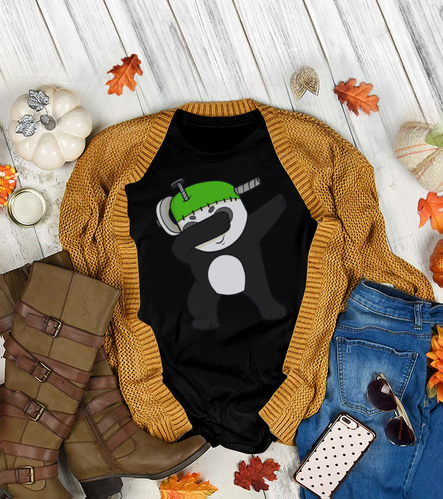 Frankenstein Dabbing Panda Halloween T-Shirt