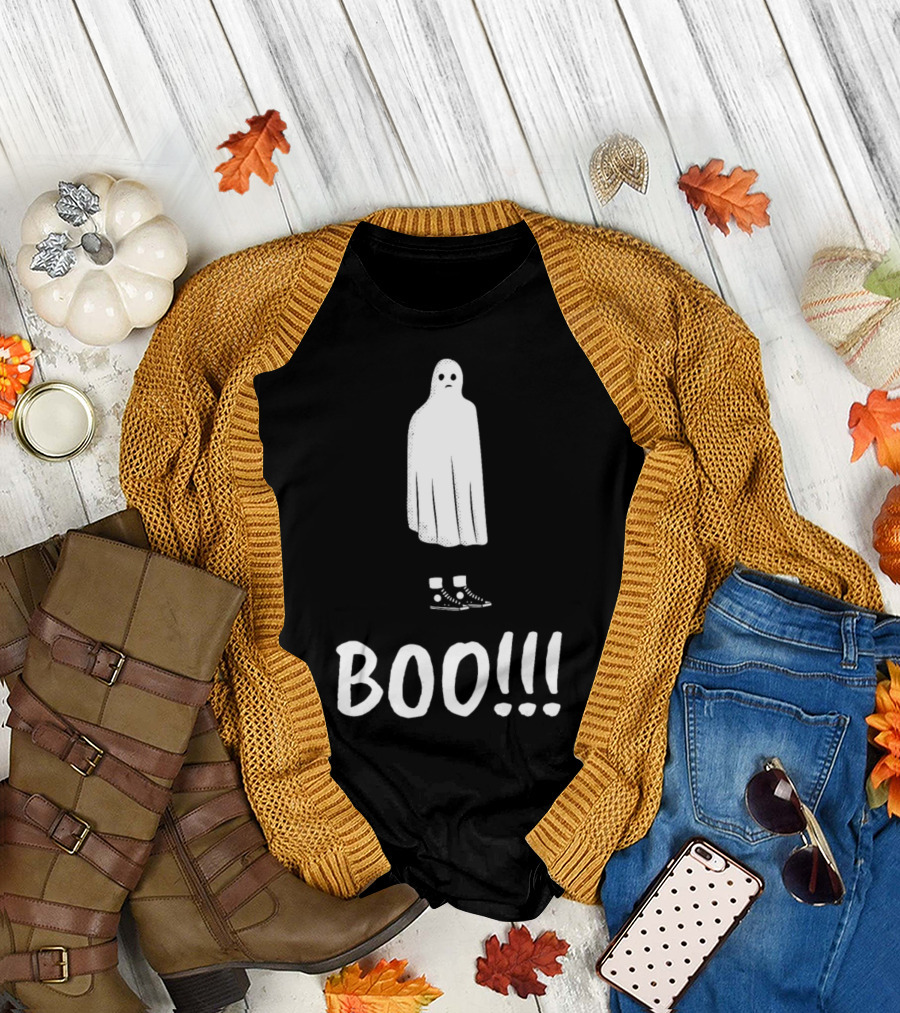 Boo Funny Halloween Ghost Costume with Converse Sneakers T-Shirt