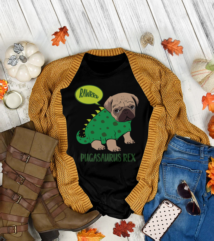 Pugasaurus Rex Rawrrr Cute Pug Dinosaur Rex T-Shirt