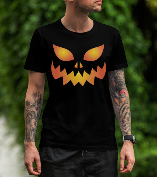 Pumpkin Helloween Face Glowing Jack-o'-Lantern Expression T-Shirt
