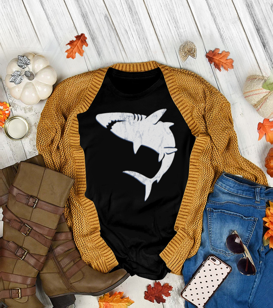 Shark Vintage Distressed Look Iconic T-Shirt