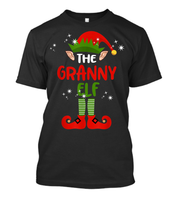 The Granny Elf Funny Christmas Outfit With Elf Hat And Shoes T-Shirt