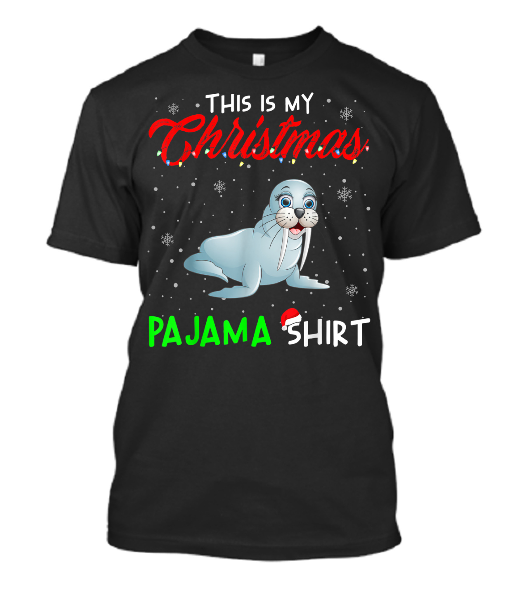 This Is My Christmas Pajama Shirt Cute Sea Lion Snowflakes T-Shirt