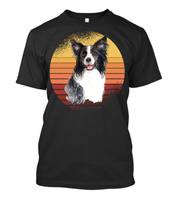 Cute Border Collie Dog Mom With Sunset Stripes T-Shirt