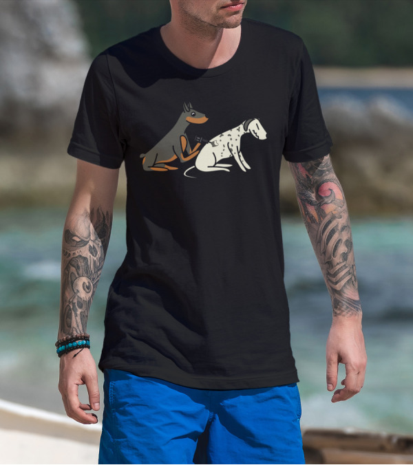Cute Fashionable Doberman Tattooing Dalmatian Playful Ink Art Scene T-Shirt