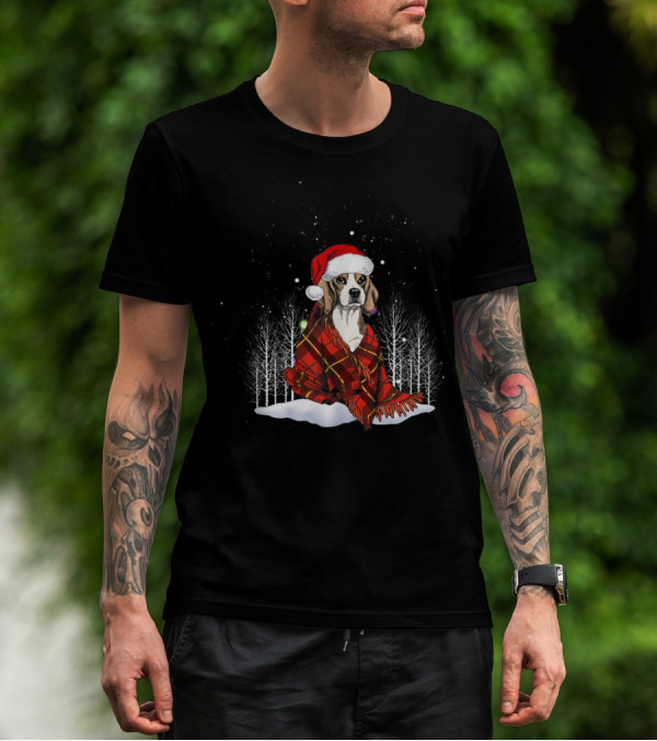 Dachshund Lover Santa Hat Winter Forest T-Shirt