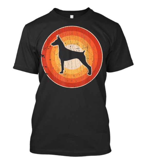 Doberman Vintage Style Retro 60s 70s Circle T-Shirt