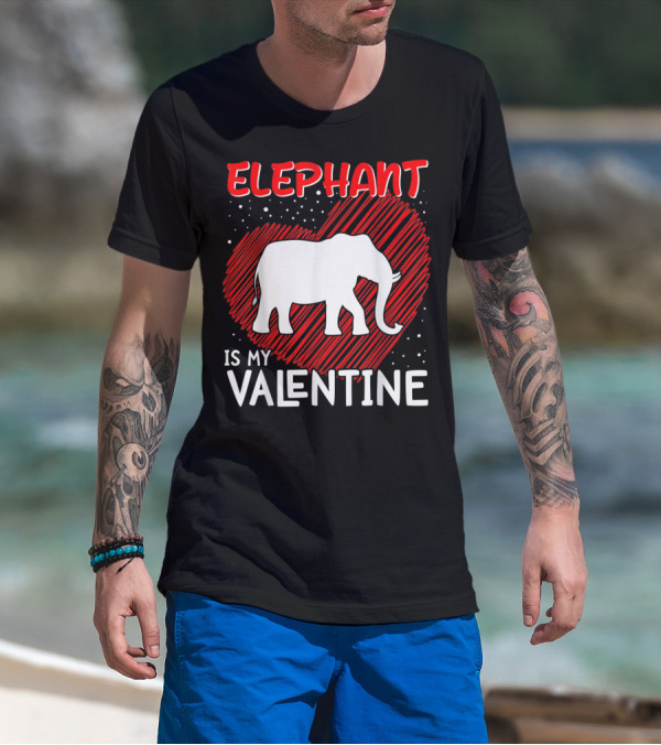 Elephant Is My Valentine Animal Lover Heart T-Shirt