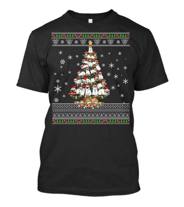 Christmas Tree Pug Dog Funny Ugly Sweater Snowflakes T-Shirt