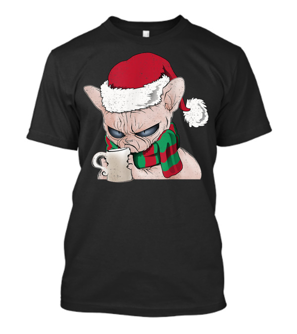 Sphynx Cat Lover Xmas Cat Santa Hat Grumpy Holiday Mug Scarf T-Shirt