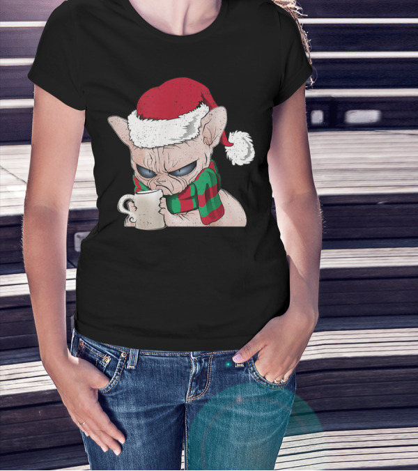 Sphynx Cat Lover Xmas Cat Santa Hat Grumpy Holiday Mug Scarf T-Shirt