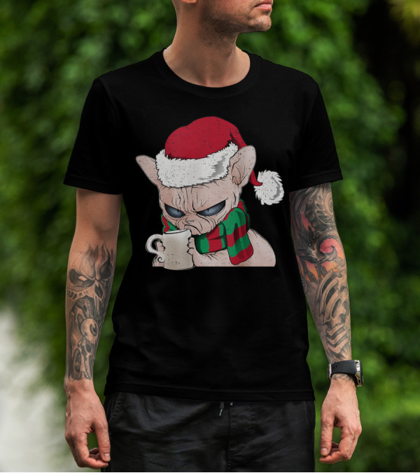 Sphynx Cat Lover Xmas Cat Santa Hat Grumpy Holiday Mug Scarf T-Shirt
