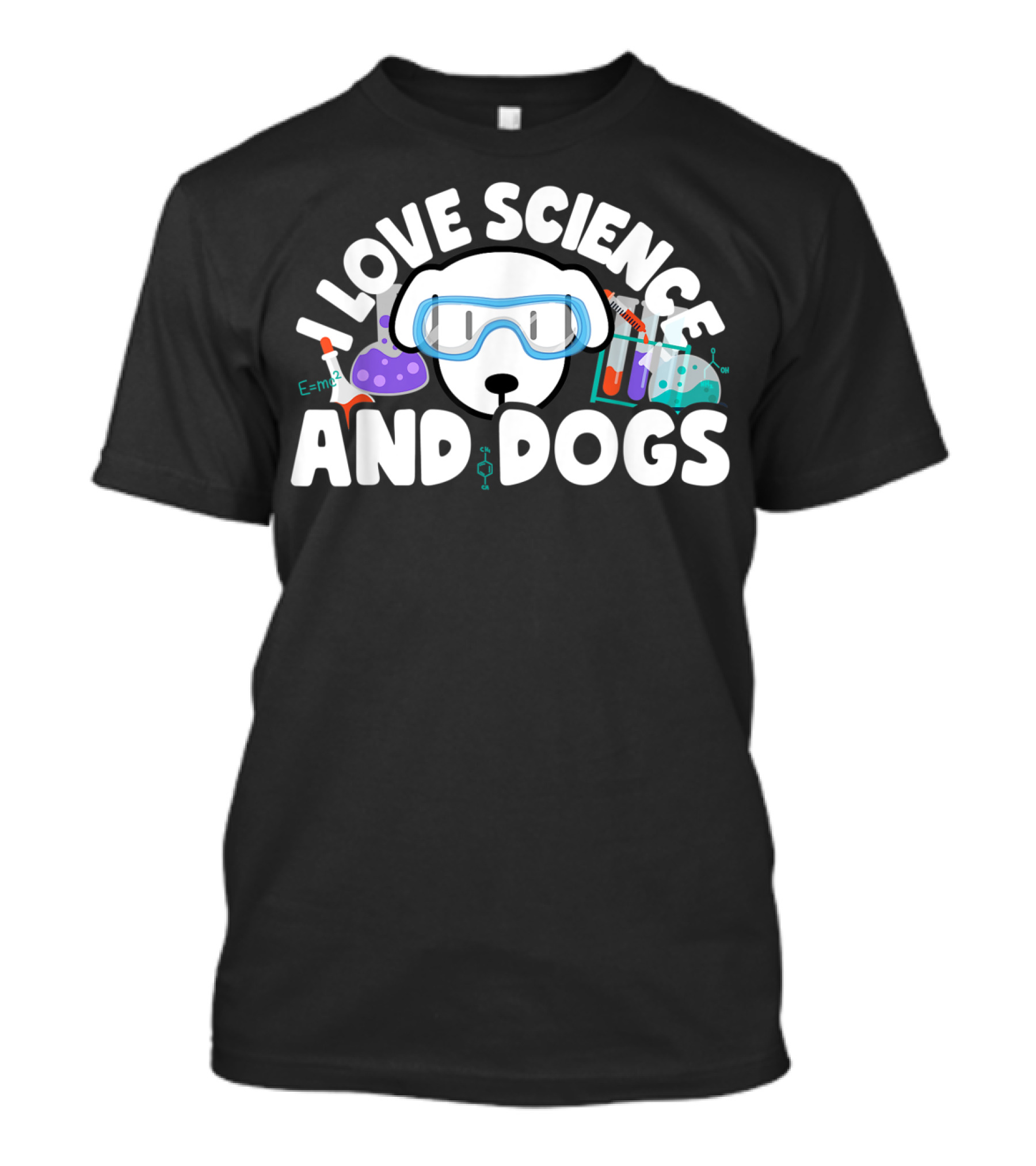 I Love Science And Dogs White Dog Beakers Classroom School T-Shirt