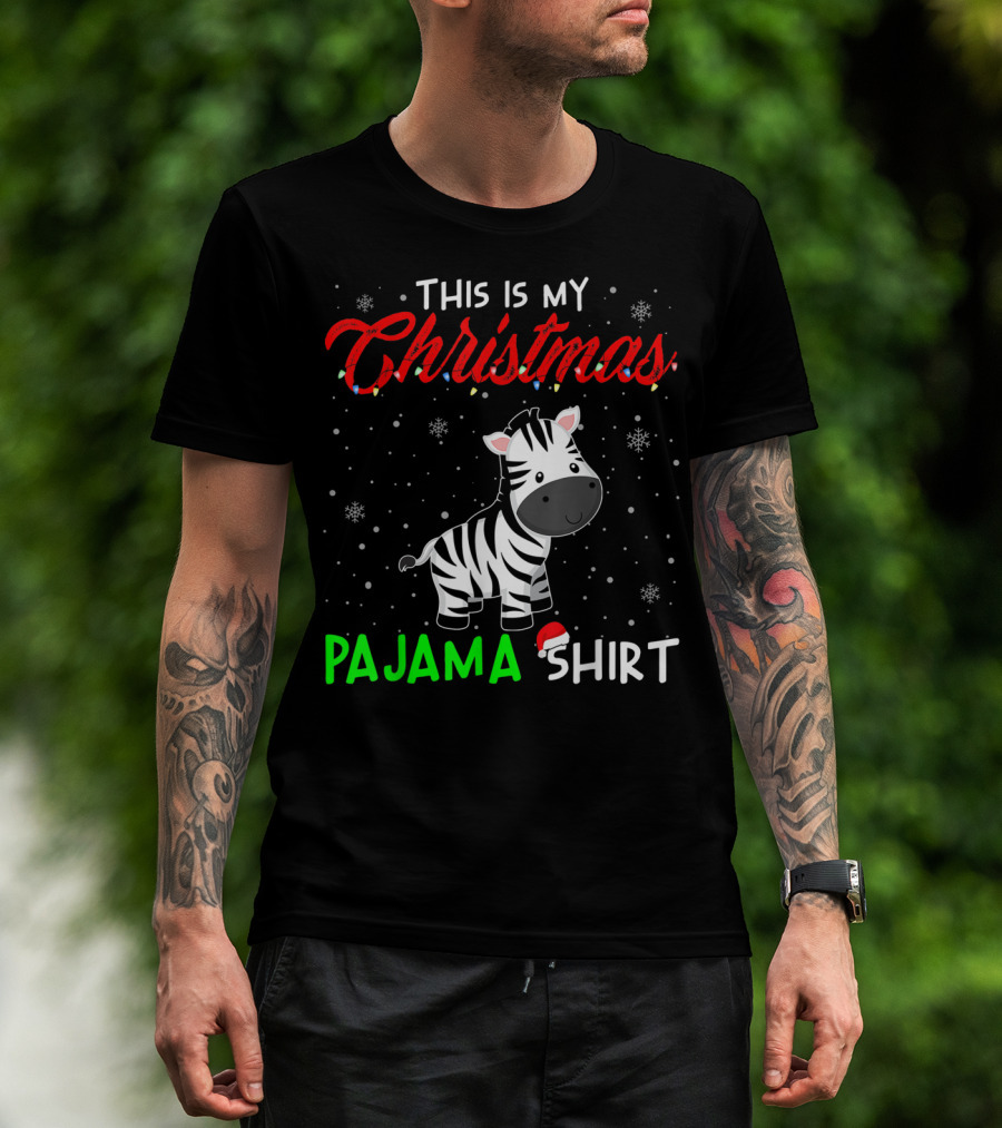 This Is My Christmas Pajama Shirt Cute Zebra T-Shirt