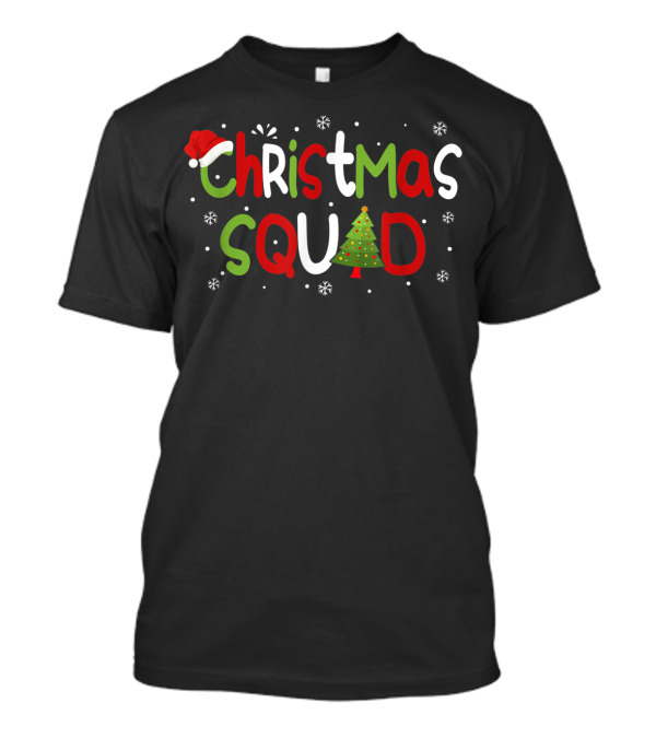 Christmas Squad Santa Hat Tree Family T-Shirt
