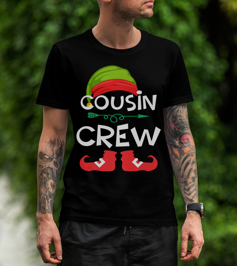 Cousin Crew Elf Hat And Shoes Christmas Elves Family T-Shirt