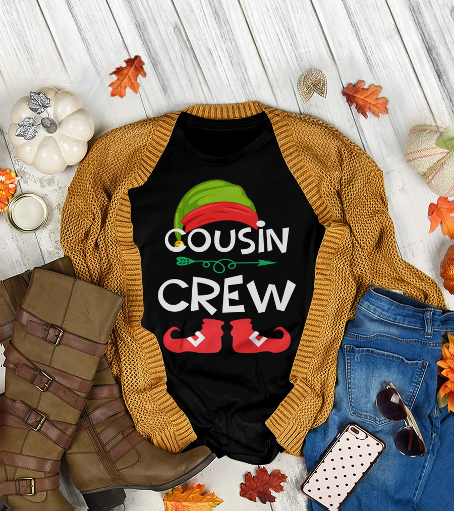 Cousin Crew Elf Hat And Shoes Christmas Elves Family T-Shirt