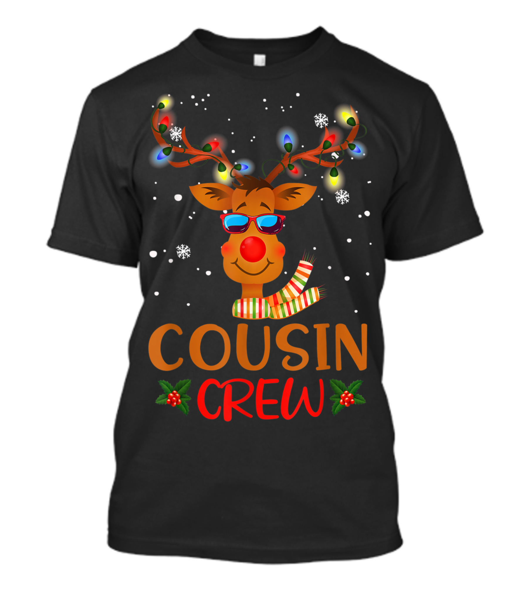 Cousin Crew Funny Christmas Reindeer Lights T-Shirt