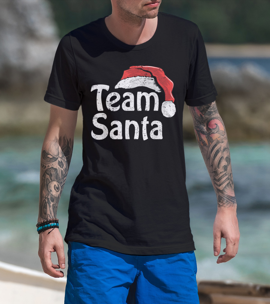Team Santa Christmas Family Matching Ir Santa Hat T-Shirt