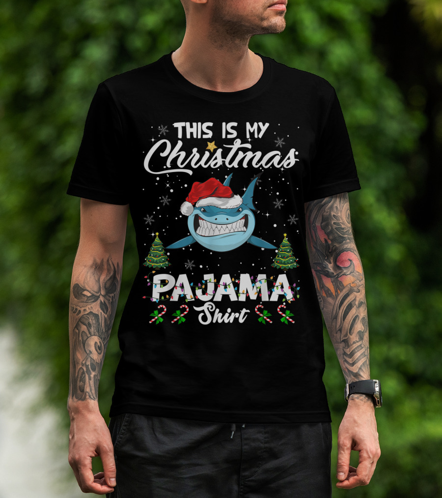 This Is My Christmas Pajama Shirt Cute Shark Outfits T-Shirt