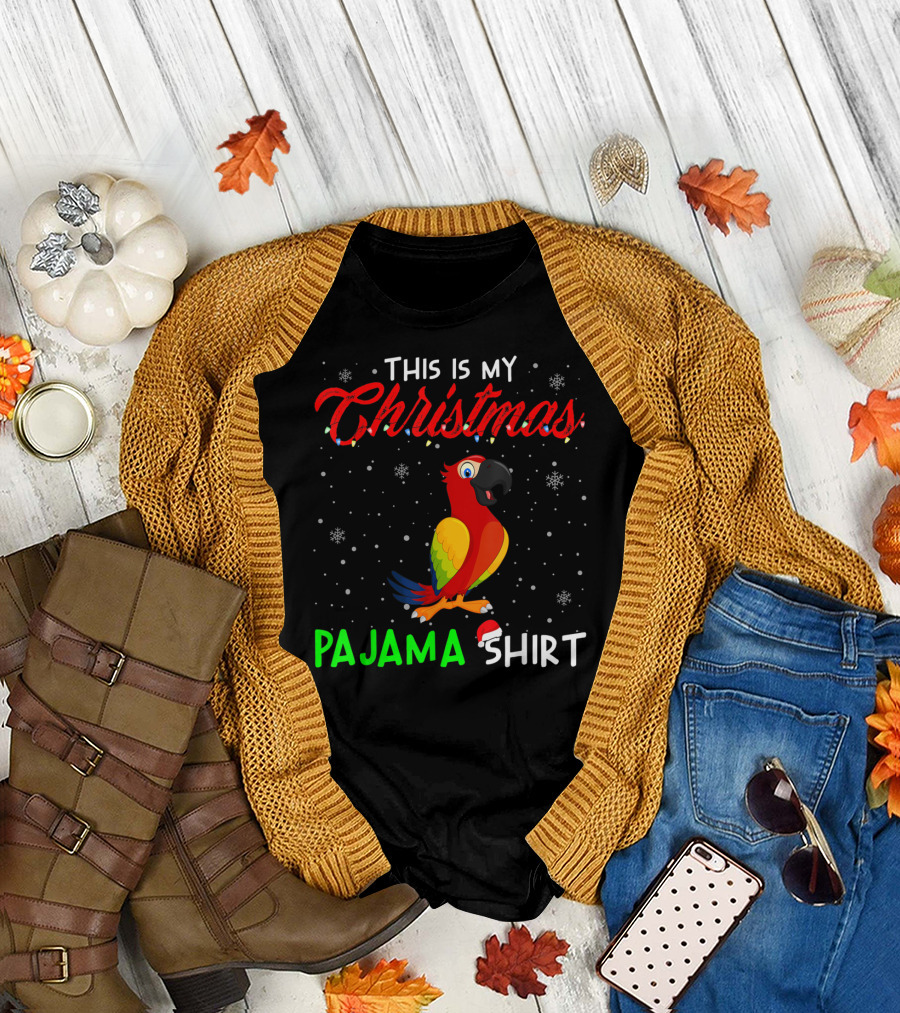 This Is My Christmas Pajama Shirt Cute Parrot T-Shirt