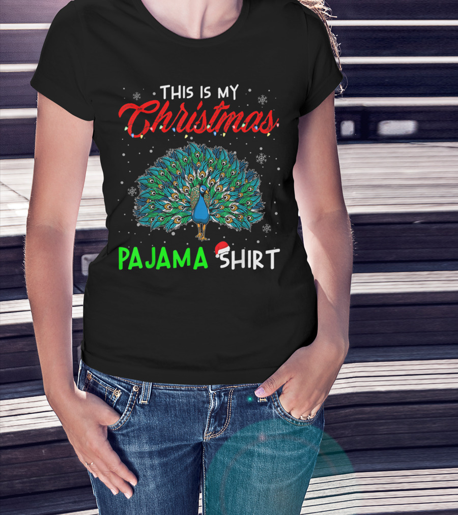 This Is My Christmas Pajama Shirt Cute Peacock T-Shirt