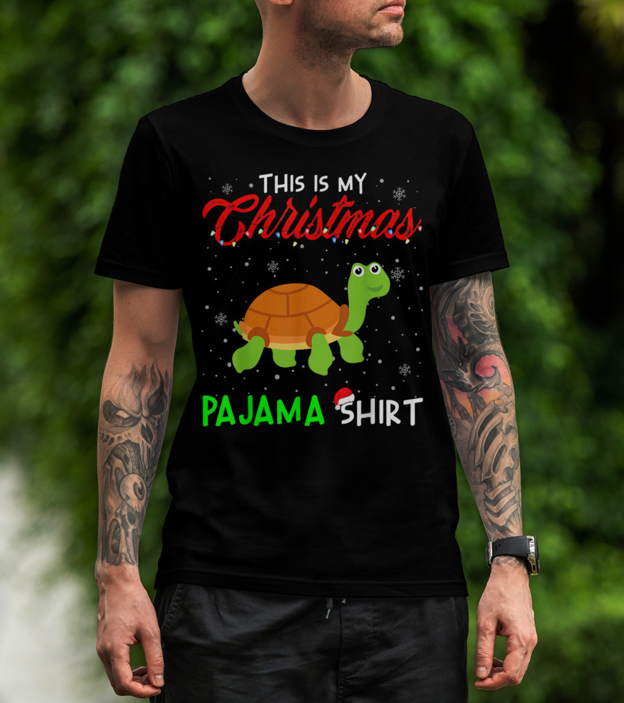 This Is My Christmas Pajama Shirt Cute Turtle Snowflakes T-Shirt