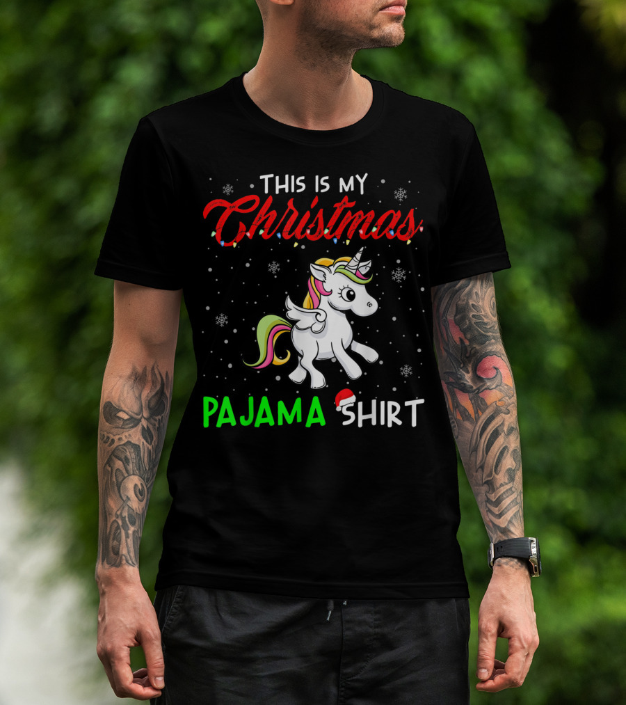 This Is My Christmas Pajama Shirt Cute Unicorn T-Shirt