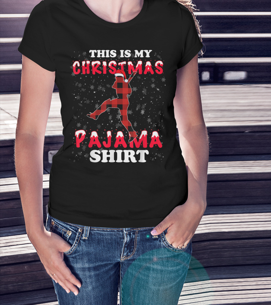 This Is My Christmas Pajama Shirt Snowflake Plaid Santa Hat T-Shirt