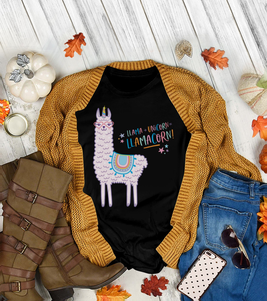 Llama Unicorn Llamacorn Llama + Unicorn = Llamacorn T-Shirt