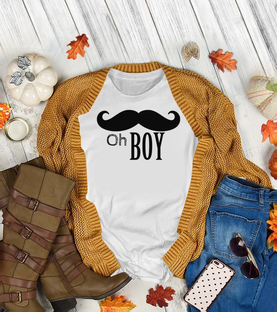 Oh Boy Mustache Text with Iconic Mustache T-Shirt