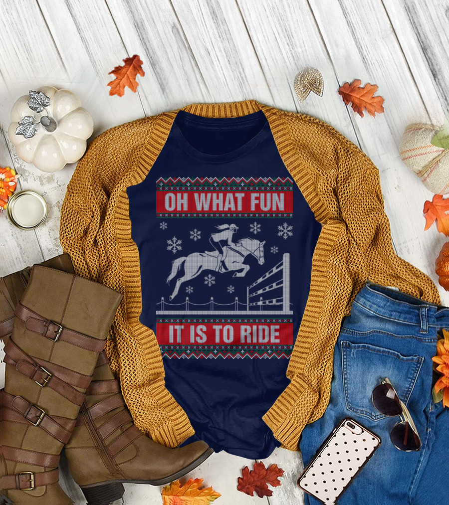 Oh What Fun It Is to Ride Snowflakes Horse Jumping T-Shirt
