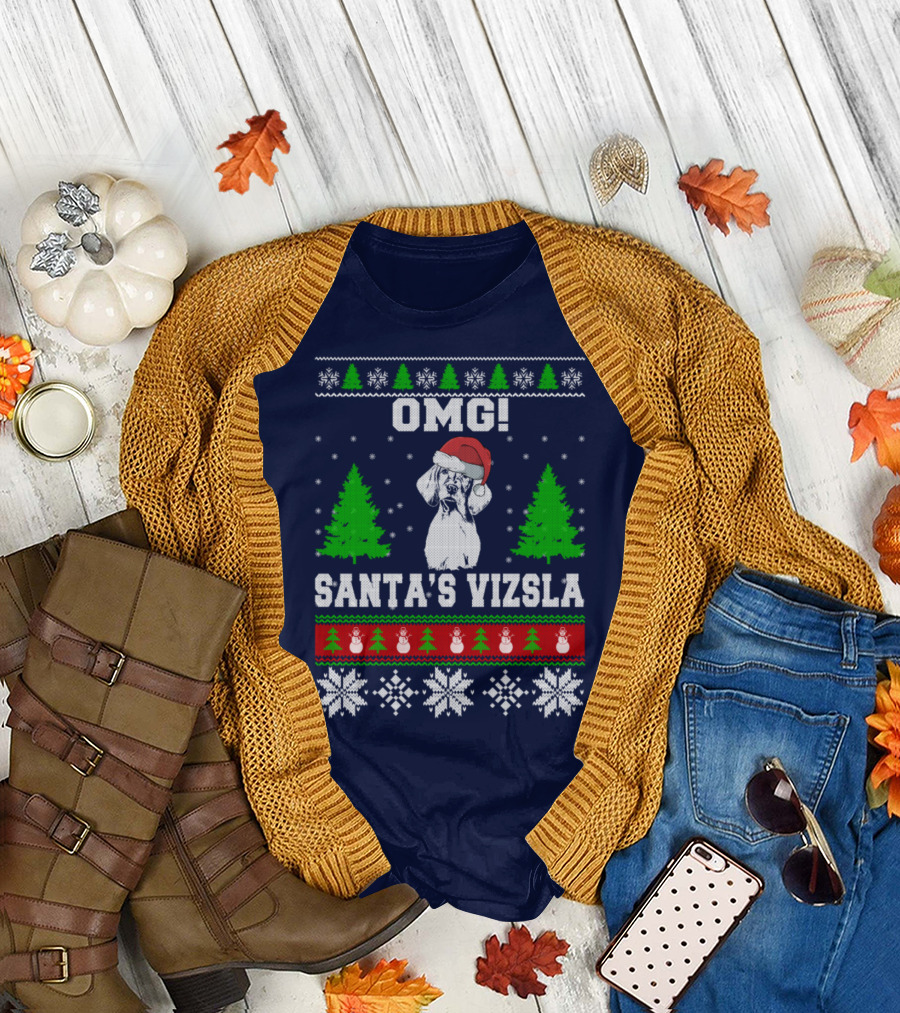 OMG Santa's Vizsla Ugly Christmas T-Shirt