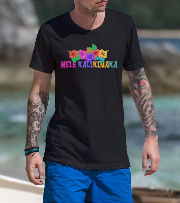 Mele Kalikimaka Hawaiian Hibiscus Floral T-Shirt