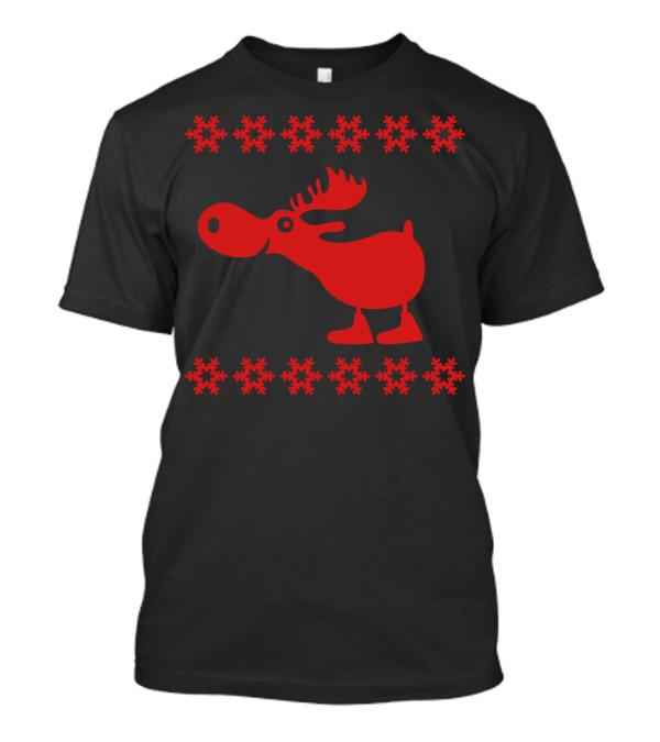 Norwegian Moose Reindeer Elk Red Snowflake T-Shirt